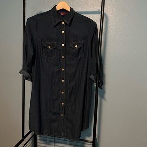 Dark Blue Denim Shirt Dress - Size 22
